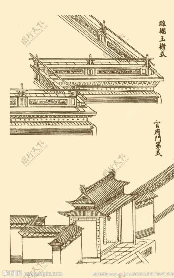 芥子园画谱楼阁图片