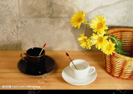 菊花咖啡杯图片