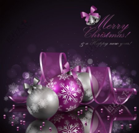 紫色时尚动感丝带圣诞背景图片