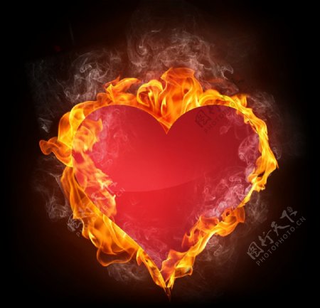 动感火焰燃烧的爱心图片