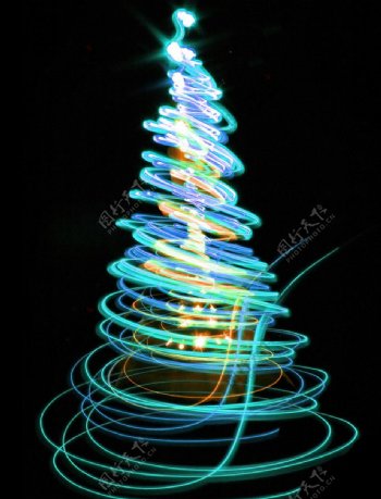 动感光线圣诞树图片