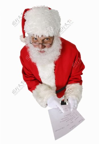 指着祝贺信的滑稽圣诞老人图片