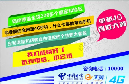 4G中国电信展板图片