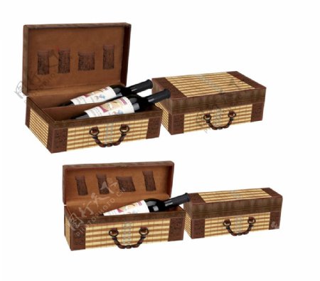 竹编葡萄酒盒图片