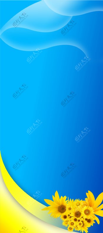 蓝色加黄色背景海报图片