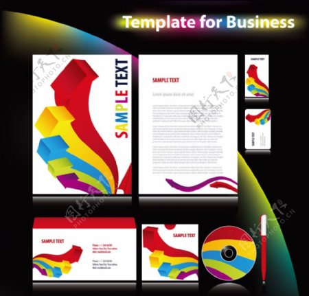 动感彩色箭头企业画册vi设计图片