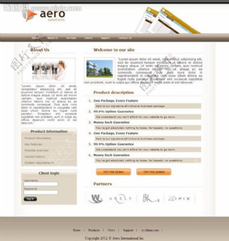 国际航空企业网页模板图片