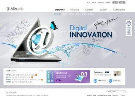 韩国科技网页模板图片
