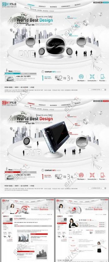 韩国精品商务科技网页模板图片
