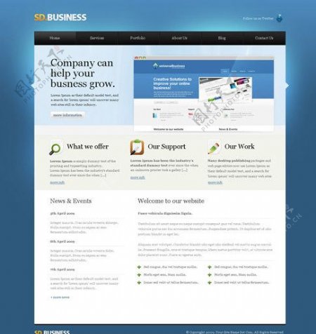 欧美蓝色企业网站图片