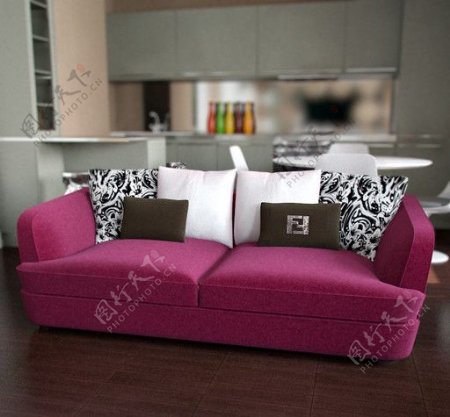 粉红温馨沙发3D模型图片