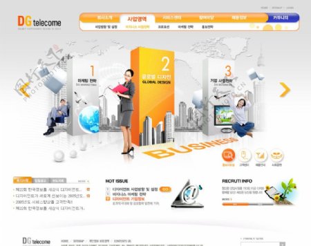 韩国橙色网站模板psd分层素材图片