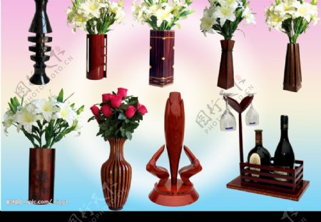 首发高清分层的红木花瓶图片