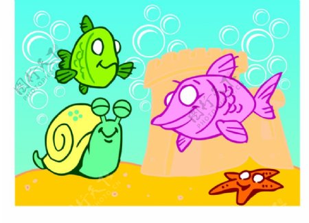 卡通海洋鱼图片