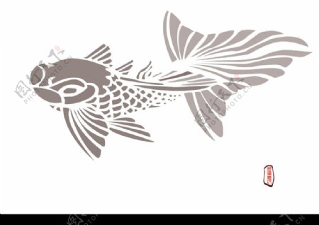 中国画鱼分层素材图片