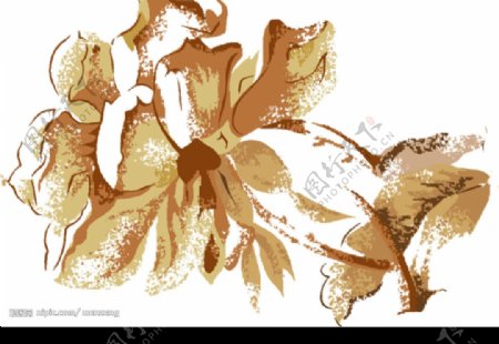 韩国金色花朵psd分层图片