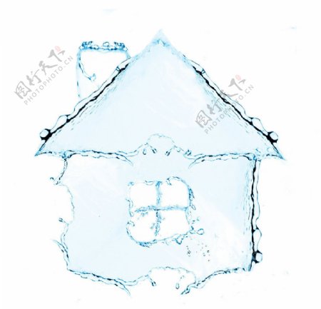 液态水组成的房子图案创意图片