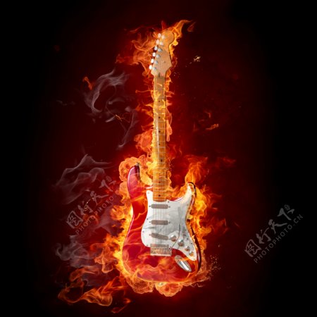 燃烧的吉他图片