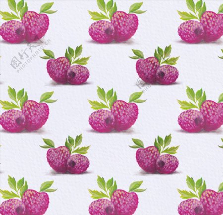水彩四方连续树莓图案