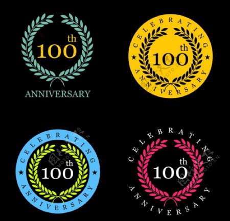4款彩色100周年纪念徽章