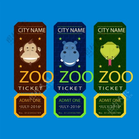 3款创意动物园门票矢量素材