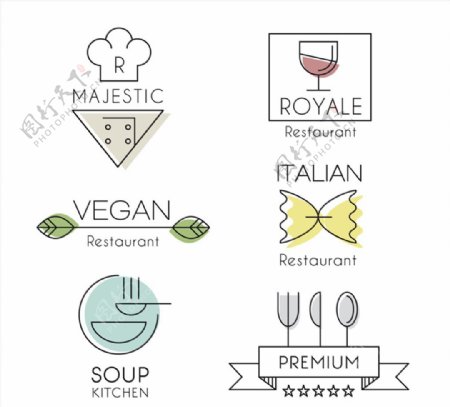 6款简洁创意餐厅标志矢量素材