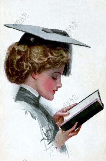 油画水彩素描看书女士阅读