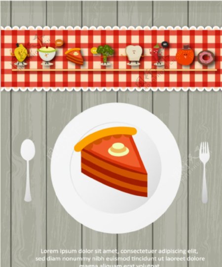 卡通蛋糕餐具食物海报