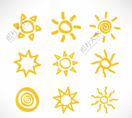 黄色太阳图标矢量素材