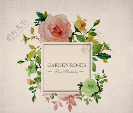 复古花园玫瑰花标签
