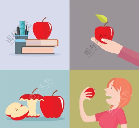 创意红苹果插画