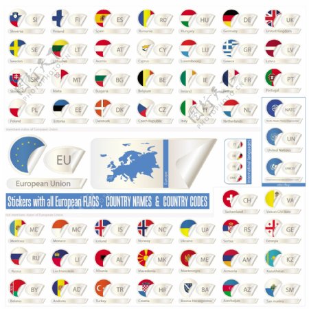 欧洲国旗标贴矢量素材