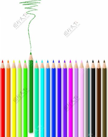 彩色铅笔组合矢量素材