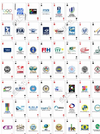 国际体育组织logo扑克牌