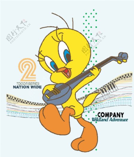 弹吉他的小鸡卡通小