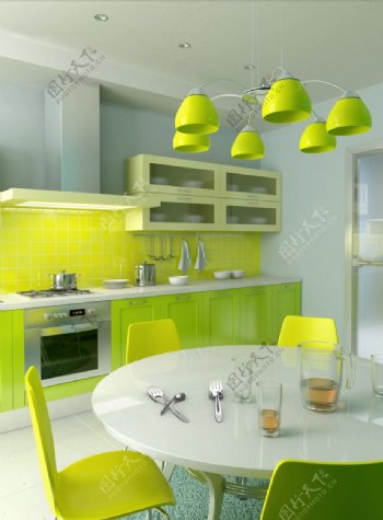 绿色清新家居厨房
