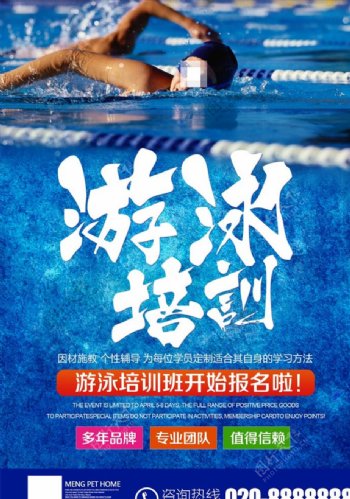 游泳馆招生培训健身海报展板