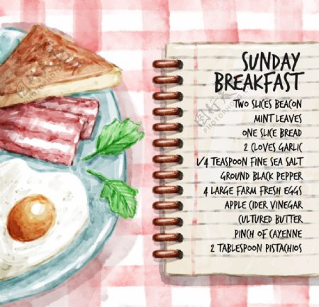 手绘周日的早餐食谱