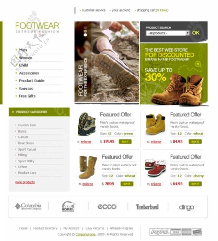 国外销售购物类型网页设计