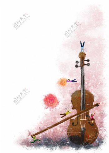 卡通唯美小提琴背景底纹