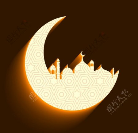 清真寺和月亮背景