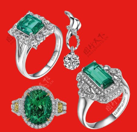 钻石戒指祖母绿戒指首饰