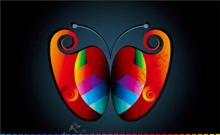 抽象五彩色块蝴蝶