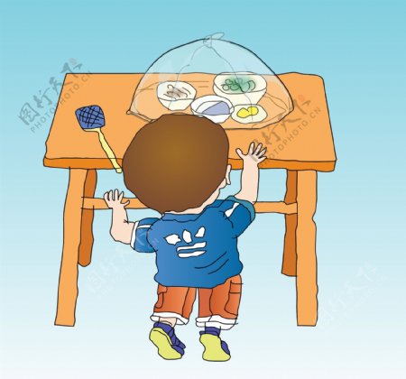 桌子旁的小男孩