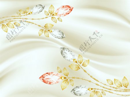 丝绸珠宝花朵背景墙