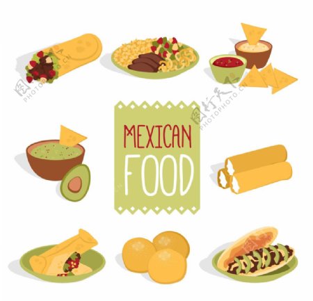 手绘各种墨西哥菜单