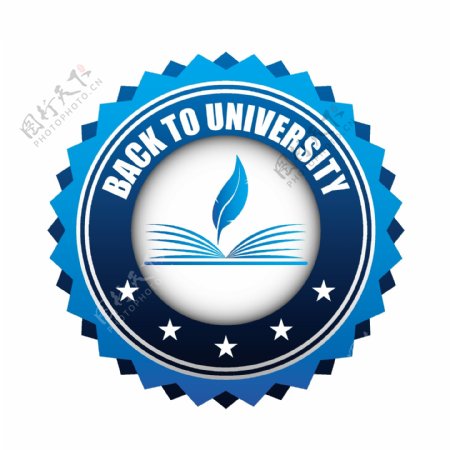 蓝色圆形锯齿花边大学logo