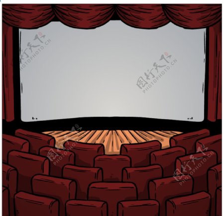 手绘剧院的舞台背景
