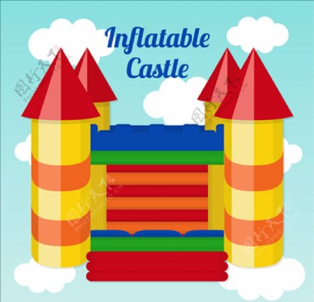 色彩斑斓的充气城堡