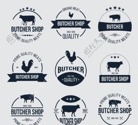 9款创意肉店标签矢量素材